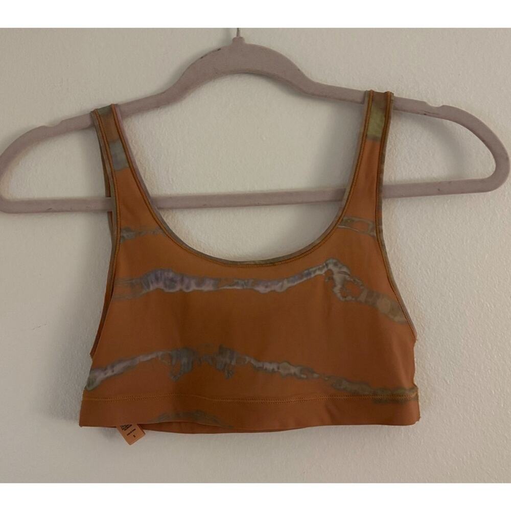 Skims Jelly Sheer Scoop Neck Burnt Orange Brown Tie Dye Bralette Bra Comfy Small